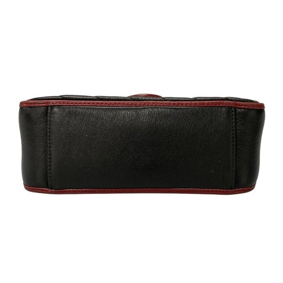 Auth GUCCI GG Marmont mini top handle bag 583571 Black Red Leather Handbag - Picture 6 of 16